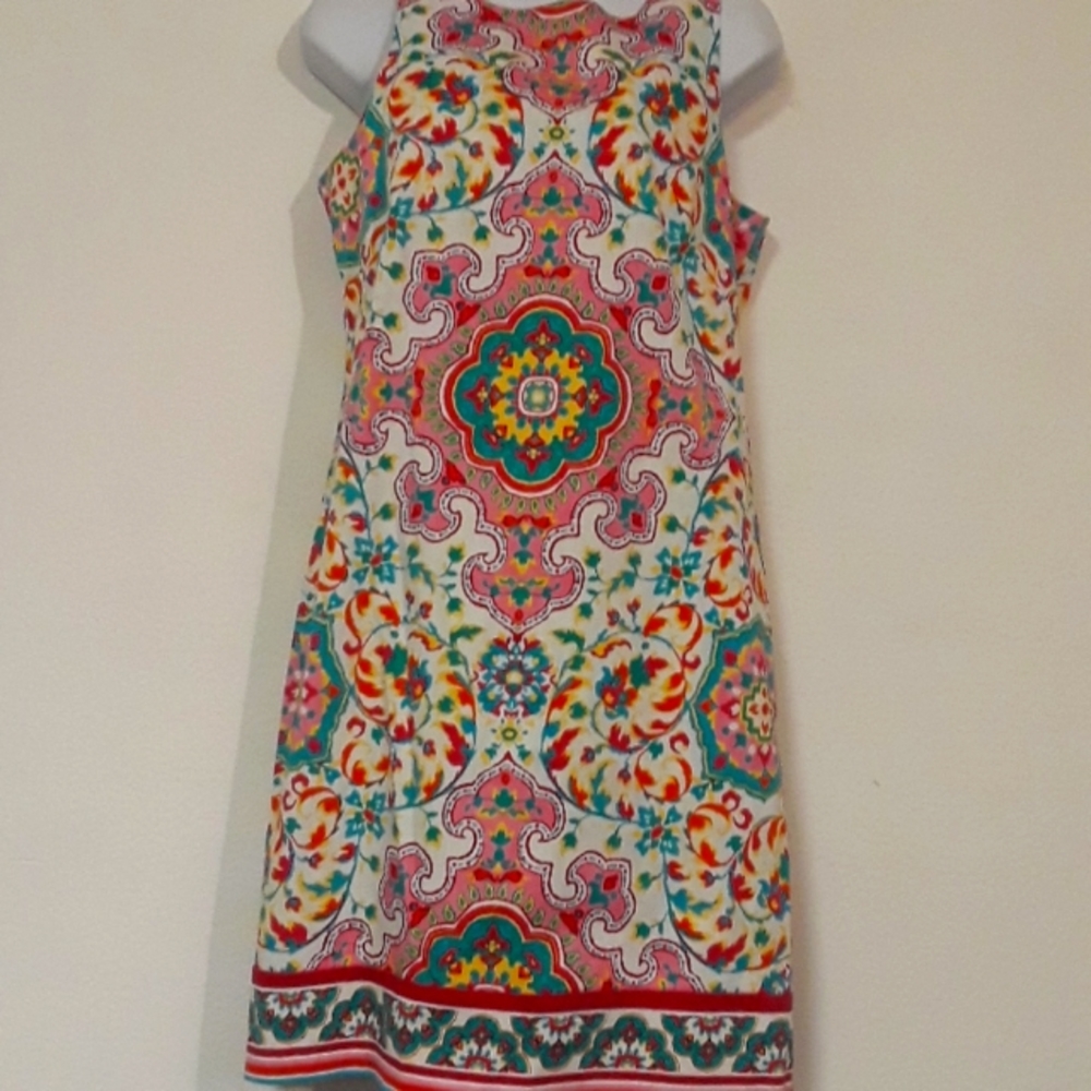 c VTG. MAGGIE L SZ. 8 ABSTRACT FLOWER SUNDRESS